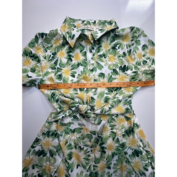 Hello Molly Ruby Seas Green/White/Yellow Floral Midriff Cut Out Romper- US6 - Picture 11 of 11